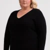 Recycelter Kaschmir V-Ausschnitt Pullover schwarz
