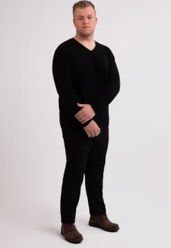 Recycelter Kaschmir V-Ausschnitt Pullover schwarz