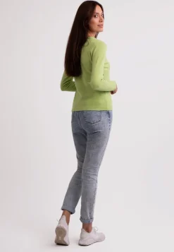 Recycelter Kaschmir V-Ausschnitt Pullover grün
