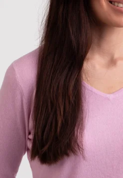 Recycelter Kaschmir V-Ausschnitt Pullover hellrosa