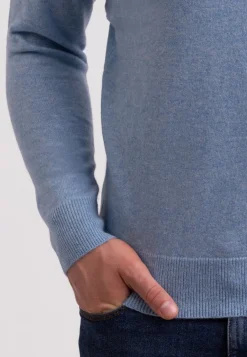 Recycelter Kaschmir V-Ausschnitt Pullover hellblau melange