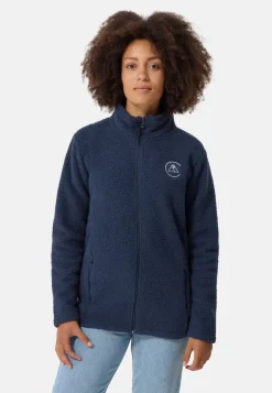 Retro-Fleece Jacke aus recyceltem Polyester navy blau