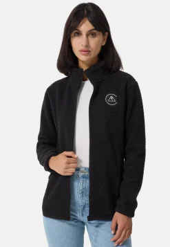 Retro-Fleece Jacke aus recyceltem Polyester schwarz