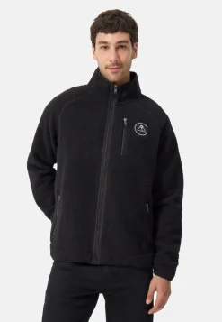 Retro-Fleece Jacke aus recyceltem Polyester schwarz
