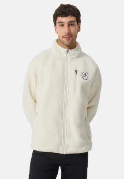 Retro-Fleece Jacke aus recyceltem Polyester off white