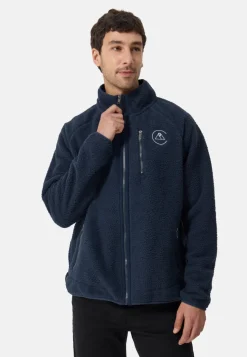 Retro-Fleece Jacke aus recyceltem Polyester navy blau
