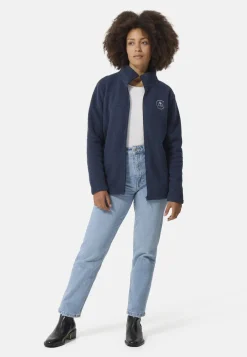 Retro-Fleece Jacke aus recyceltem Polyester navy blau