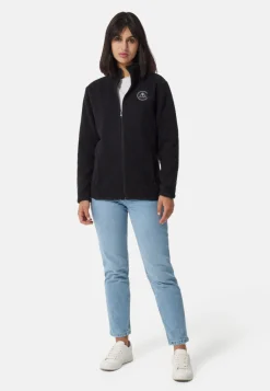 Retro-Fleece Jacke aus recyceltem Polyester schwarz