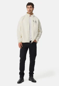 Retro-Fleece Jacke aus recyceltem Polyester off white