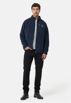 Retro-Fleece Jacke aus recyceltem Polyester navy blau