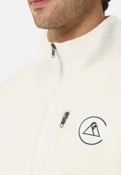 Retro-Fleece Jacke aus recyceltem Polyester off white