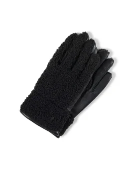Retro-Fleece-Handschuhe mit Kaschmirfutter schwarz