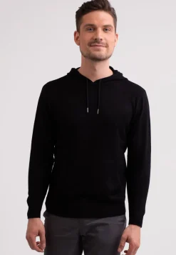 Seide Kaschmir Kapuzenpullover Hoodie schwarz