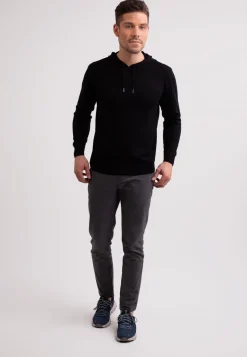 Seide Kaschmir Kapuzenpullover Hoodie schwarz