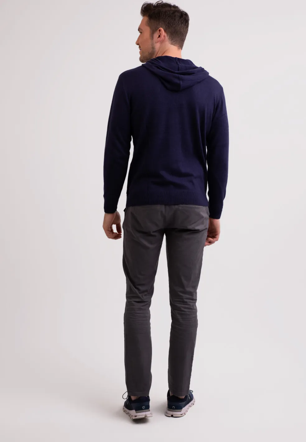 Seide Kaschmir Kapuzenpullover Hoodie marine blau