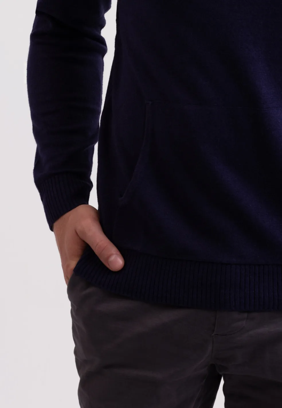 Seide Kaschmir Kapuzenpullover Hoodie marine blau