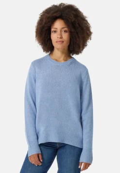 Seide Kaschmir Oversize Style Rundhals Pullover provence blau melange