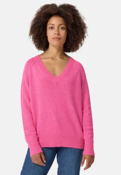 Seide Kaschmir Oversize Style V-Ausschnitt Pullover hell pink melange