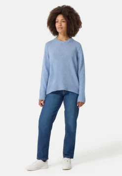 Seide Kaschmir Oversize Style Rundhals Pullover provence blau melange