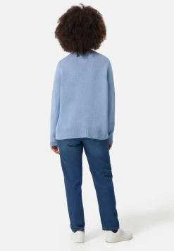 Seide Kaschmir Oversize Style V-Ausschnitt Pullover provence blau melange
