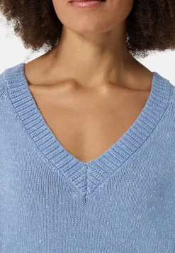 Seide Kaschmir Oversize Style V-Ausschnitt Pullover provence blau melange
