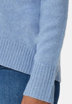 Seide Kaschmir Oversize Style V-Ausschnitt Pullover provence blau melange
