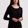 Seide Kaschmir Rundhals Pullover schwarz