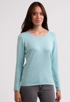 Seide Kaschmir Rundhals Pullover reflexion hellgrün