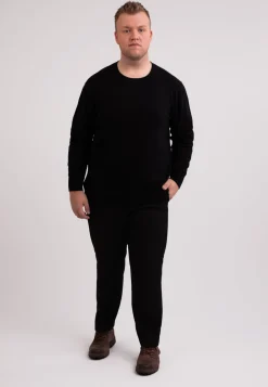 Seide Kaschmir Rundhals Pullover schwarz
