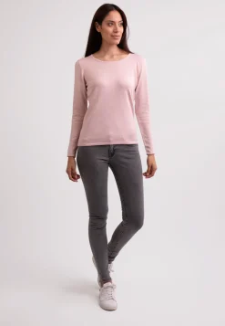 Seide Kaschmir Rundhals Pullover blush rosa