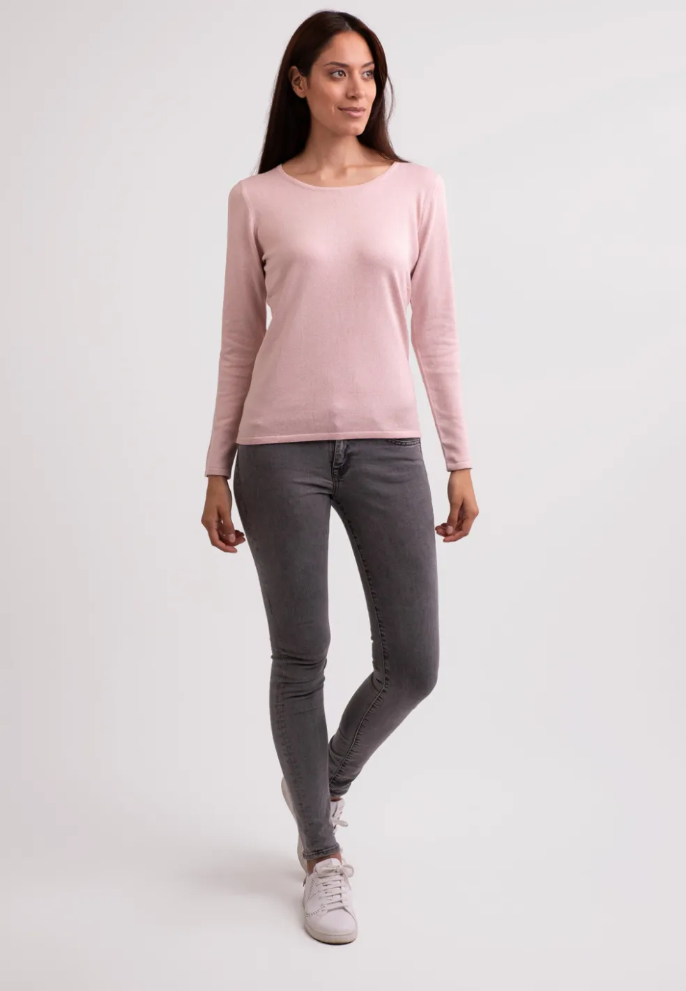 Seide Kaschmir Rundhals Pullover blush rosa