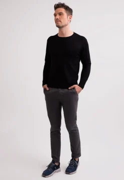 Seide Kaschmir Rundhals Pullover schwarz