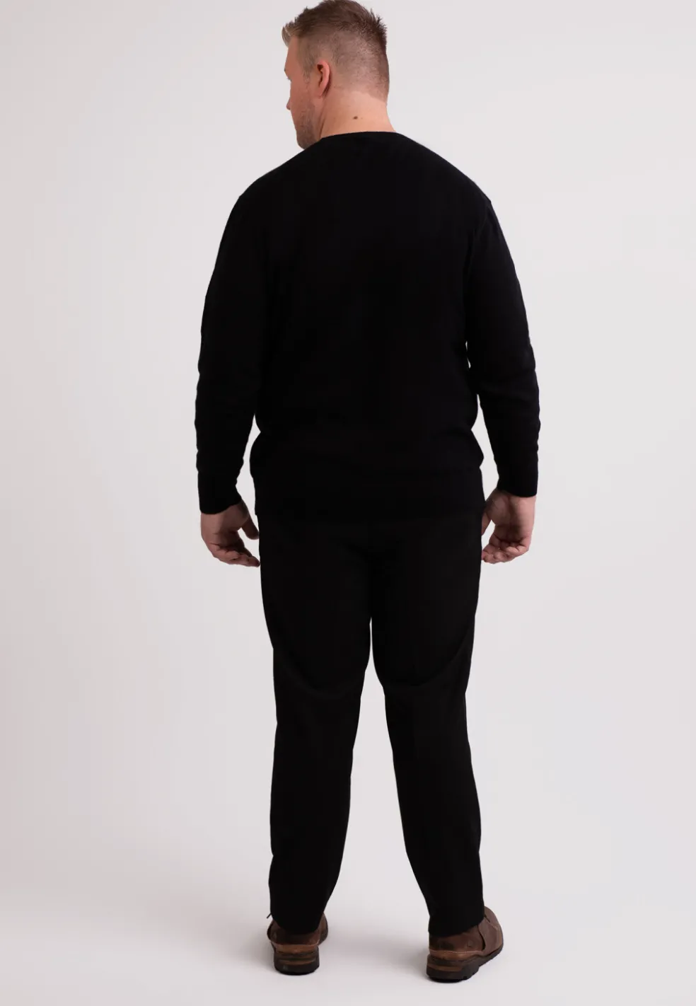 Seide Kaschmir Rundhals Pullover schwarz