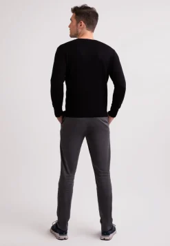 Seide Kaschmir Rundhals Pullover schwarz