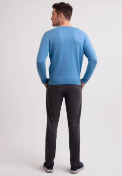 Seide Kaschmir Rundhals Pullover capri blau
