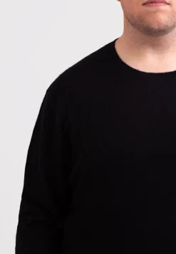 Seide Kaschmir Rundhals Pullover schwarz
