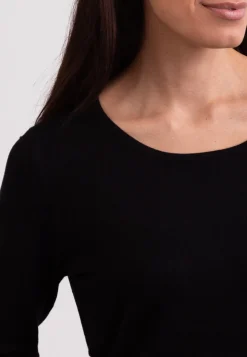 Seide Kaschmir Rundhals Pullover schwarz