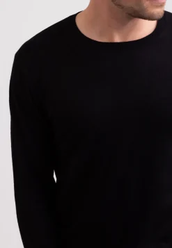 Seide Kaschmir Rundhals Pullover schwarz