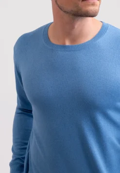 Seide Kaschmir Rundhals Pullover capri blau