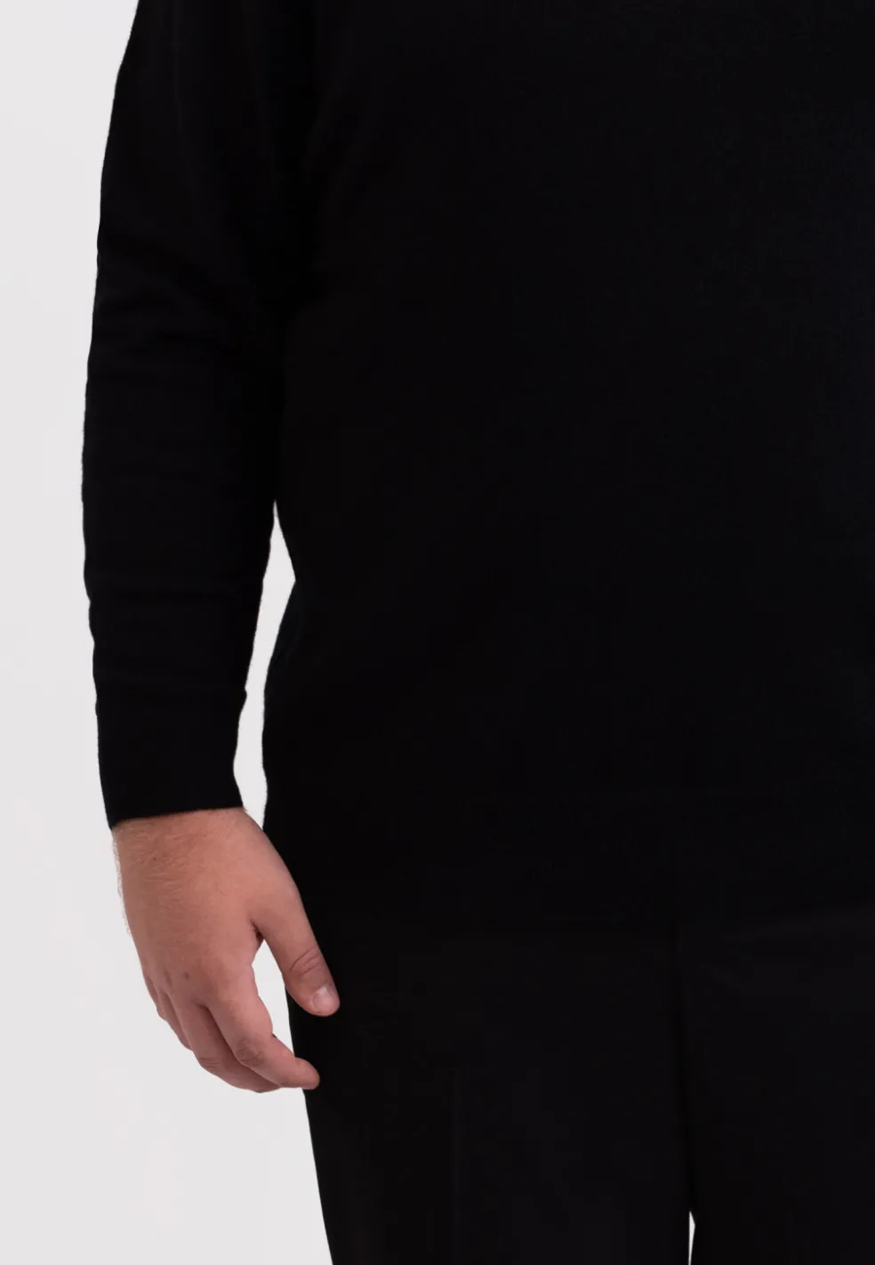 Seide Kaschmir Rundhals Pullover schwarz