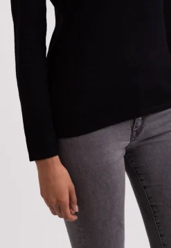 Seide Kaschmir Rundhals Pullover schwarz