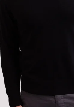Seide Kaschmir Rundhals Pullover schwarz