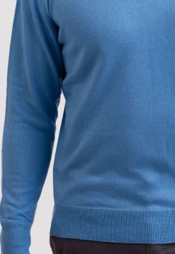 Seide Kaschmir Rundhals Pullover capri blau