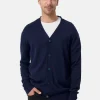Seide Kaschmir Strickjacke Cardigan marine blau