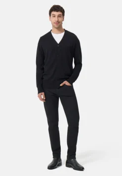 Seide Kaschmir Strickjacke Cardigan schwarz