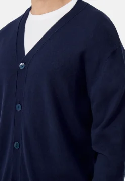 Seide Kaschmir Strickjacke Cardigan marine blau