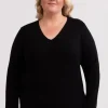 Seide Kaschmir V-Ausschnitt Pullover schwarz