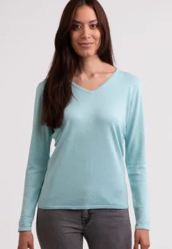 Seide Kaschmir V-Ausschnitt Pullover reflexion hellgrün