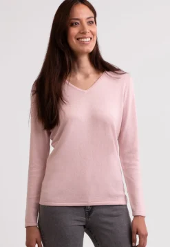 Seide Kaschmir V-Ausschnitt Pullover blush rosa
