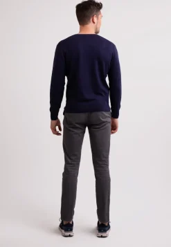 Seide Kaschmir V-Ausschnitt Pullover marine blau